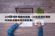 24年欧洲杯赛程时间表（24年欧洲杯赛程时间表法国和荷兰的比赛）