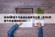 贵州6频道今天直播在哪里可以看（贵州6频道今天直播回放800）