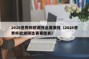 2026世界杯欧洲预选赛赛程（2026世界杯欧洲预选赛赛程表）