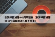 欧洲杯西班牙0-0闷平瑞典（欧洲杯西班牙00闷平瑞典欧洲杯几号结束）